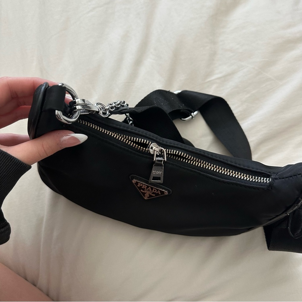 Prada Black Nylon Chain Shoulder Bag - Picture 2 of 7